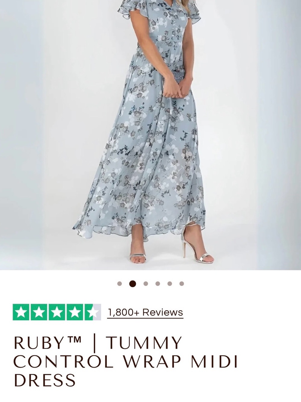 Blue Floral Wrap Midi Skirt